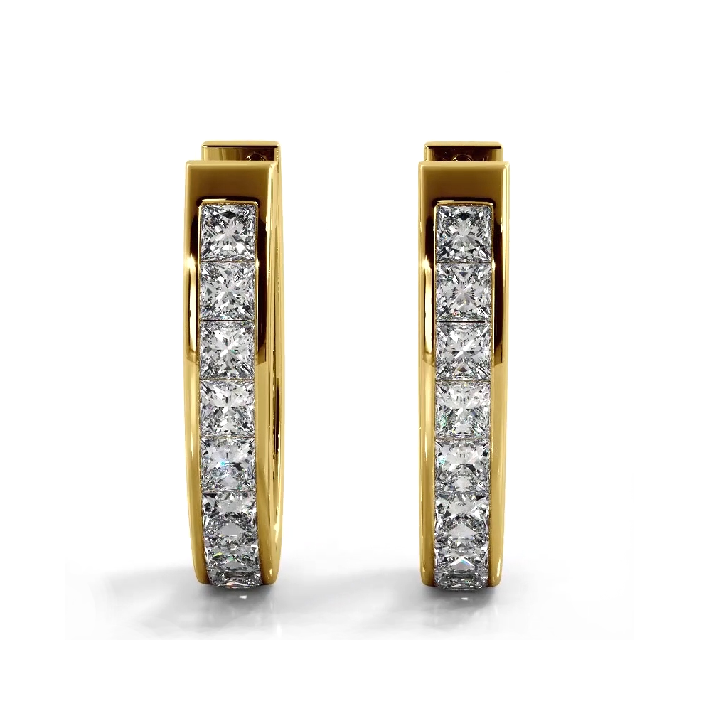 Channel Set 1.0 ctw. Princess Cut Diamond Hoop Earrings-VIRABYANI